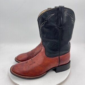 Dennard's Western Wear Men Size 9 Brown Black Color Block Leather Western Boot